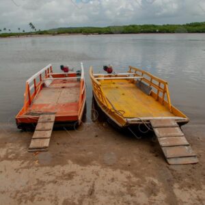 Two barges on the riverbank