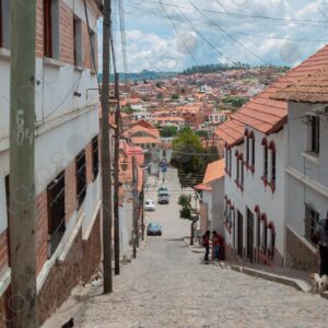 View from Above of Sucre Street with Cobblestones