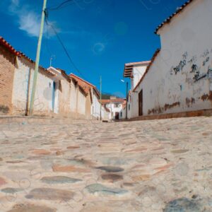 View from Below of Cobblestone Street Sucre 1