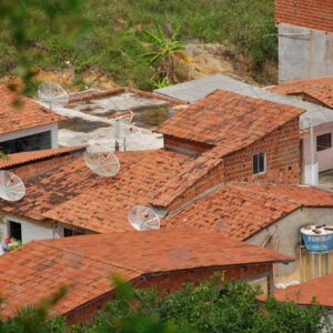View from above brick houses and tile roof 2