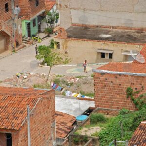 View from above brick houses and tile roof 3