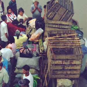 View from above, passengers and cargo of the ship