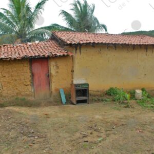 Yellow painted adobe house with tile roof 2