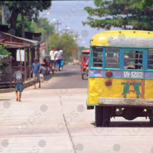 Parked yellow bus Iquitos