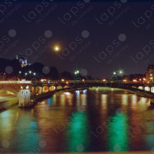 River Seine with bridge illuminated at night 1