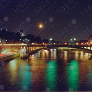 River Seine with bridge illuminated at night 3