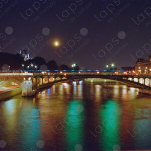 River Seine with bridge illuminated at night 3