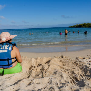 german beach scene on santa cruz island galapagos