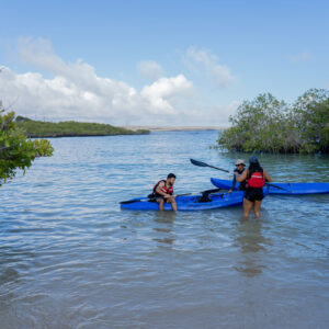 kayak on beach with people