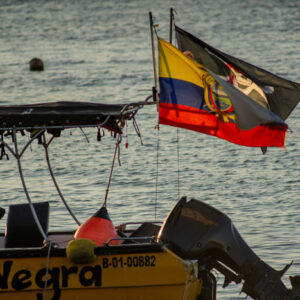 pirate and ecuadorian flags san cristobal island galapagos